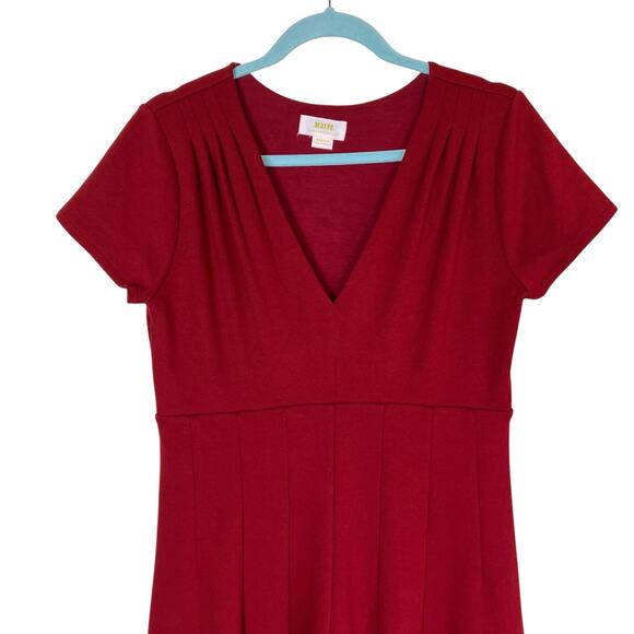 Anthropologie Maeve Sz M Lincoln Center Dark Red Fit & Flare Dress Knee Length - Picture 3 of 16